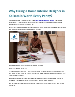 Why Hiring a Home Interior Designer in Kolkata is Worth Every Penny