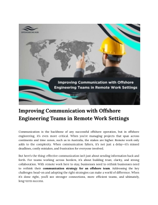improving communication with offshore engineering