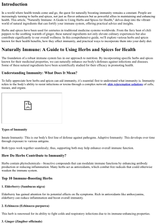 Naturally Immune: A Guide to Using Herbs and Spices for Health