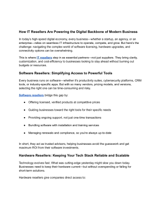 How IT Resellers Are Powering the Digital Backbone of Modern Business