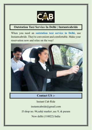 Outstation Taxi Service In Delhi  Instantcabride