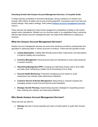 unlocking growth with amazon account management