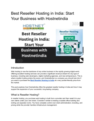 Best Reseller Hosting in India_ Grow Your Business with Hostnetindia