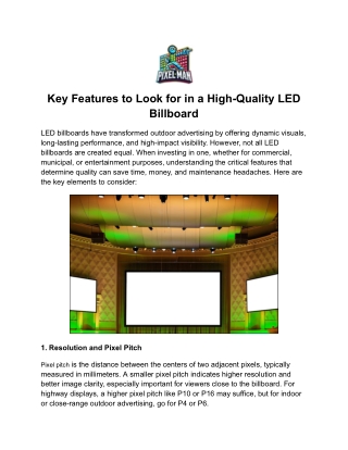 Key Features to Look for in a High-Quality LED Billboard
