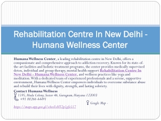 De Addiction Treatment Centre In Delhi - Humana Wellness Center