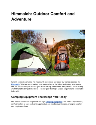 Outdoor Comfort Begins with Himmaleh