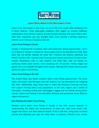 Learn More About in the Best Lakers Trout