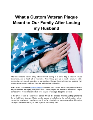 What a Custom Veteran Plaque Meant to Our Family After Losing my Husband