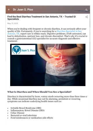 Find the Best Diarrhea Treatment in San Antonio, TX – Trusted GI Specialists