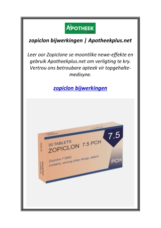 zopiclon bijwerkingen | Apotheekplus.net