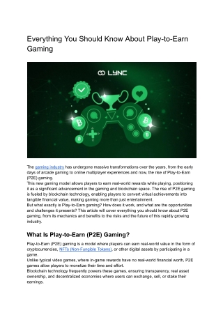 Play-to-Earn Gaming Explained: What You Should Know