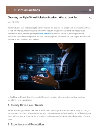 Choosing the Right Virtual Solutions Provider What to Look For