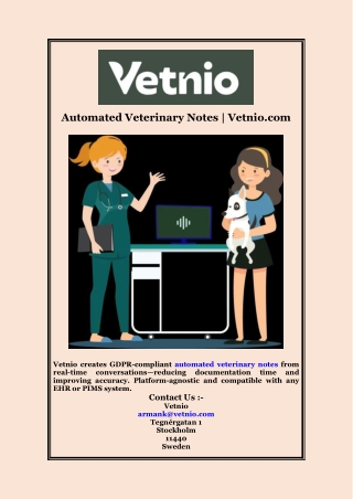 Automated Veterinary Notes  Vetnio com