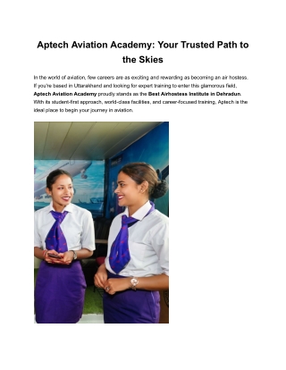 aptech aviation academy your trusted path