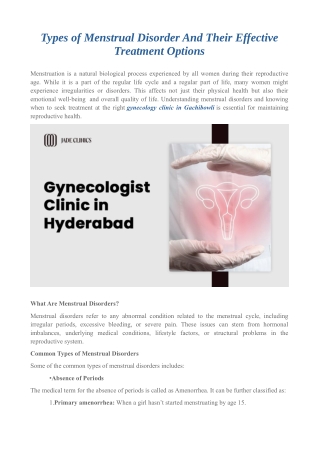 Types of Menstrual Disorder And Their Effective Treatment Options