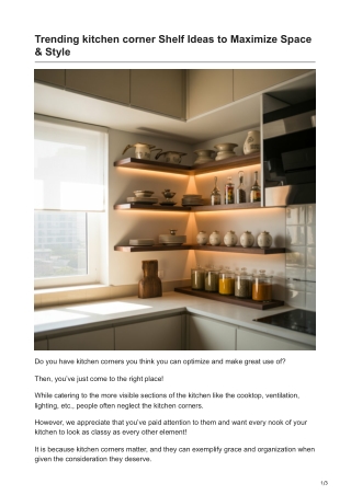 Trending kitchen corner Shelf Ideas to Maximize Space & Style