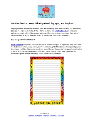 Creative Shapes- Homework Assignment Chart