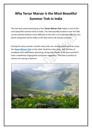 Why Tarsar Marsar is the Most Beautiful Summer Trek in India