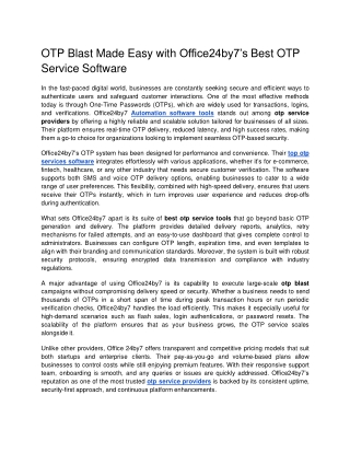 otp blast made easy with office24by7 s best