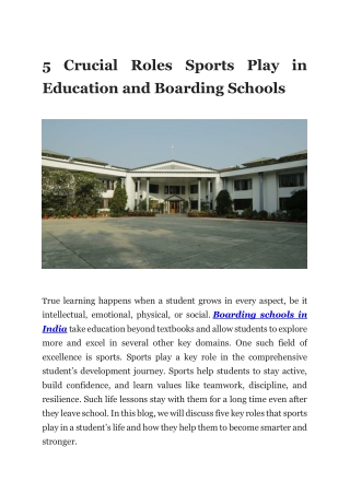 5 Crucial Roles Sports Play in Education and Boarding Schools