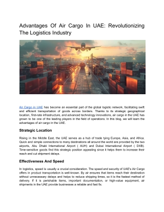 Advantages Of Air Cargo In Uae_ Revolutionizing The Logistics Industry
