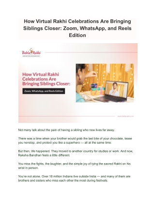 How Virtual Rakhi Celebrations Are Bringing Siblings Closer_ Zoom, WhatsApp, and Reels Edition