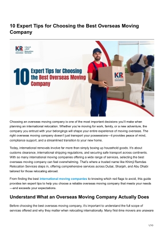 10 Expert Tips for Choosing the Best Overseas Moving Company