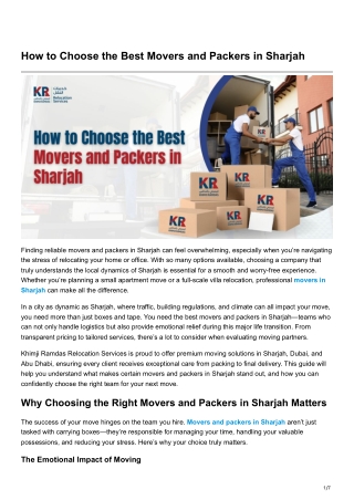 How to Choose the Best Movers and Packers in Sharjah