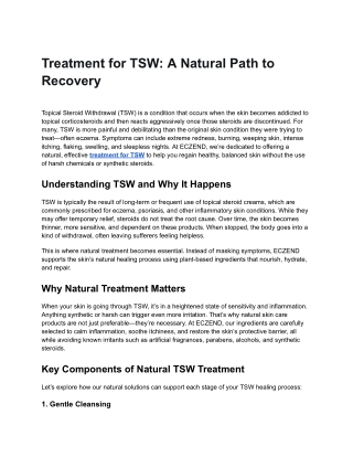treatment for tsw a natural path to recovery