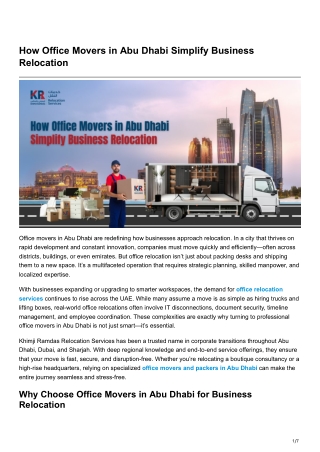 How Office Movers in Abu Dhabi Simplify Business Relocation