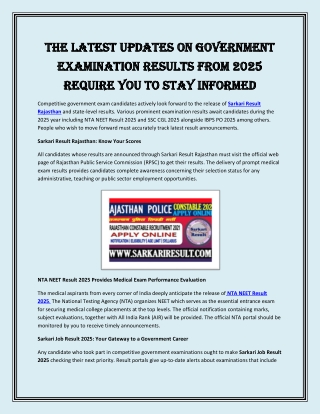 The Latest Updates on Government Examination Results from 2025 Require You to Stay Informed