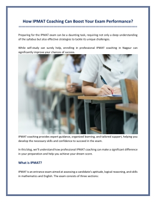 How IPMAT Coaching Can Boost Your Exam Performance?