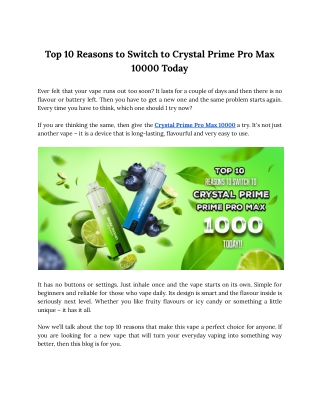Top 10 Reasons to Switch to Crystal Prime Pro Max 10000 Today