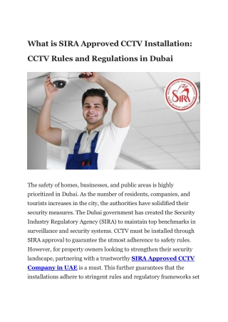 What is SIRA Approved CCTV Installation