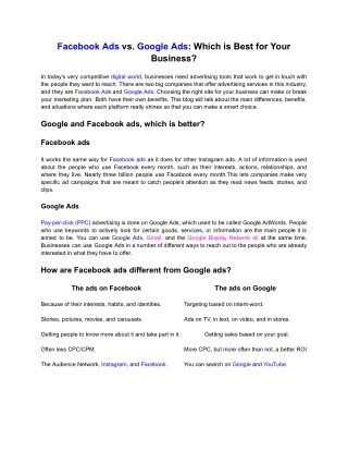 facebook ads vs google ads which is best for your