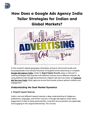 How Does a Google Ads Agency India Tailor Strategies for Indian and Global Markets_