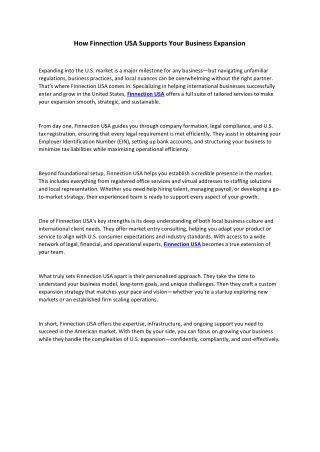 How Finnection USA Supports Your Business Expansion
