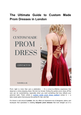 The Ultimate Guide to Custom Made Prom Dresses in London