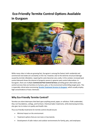 Eco-Friendly Termite Control Options Available in Gurgaon