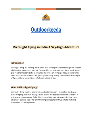 Microlight Flying in India A Sky-High Adventure
