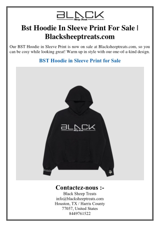 Bst Hoodie In Sleeve Print For Sale | Blacksheeptreats.com