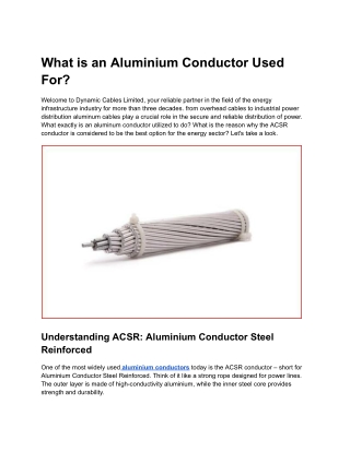 What is an Aluminium Conductor Used For