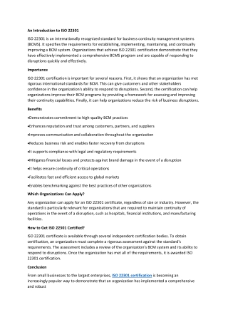 ISO 22301 certification
