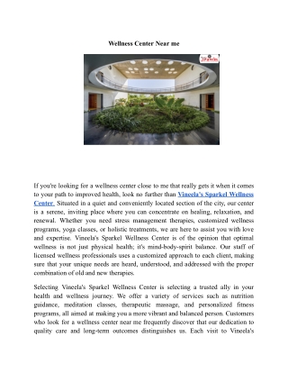 Wellness Center Near me | Vineela’s Sparkel Wellness Center