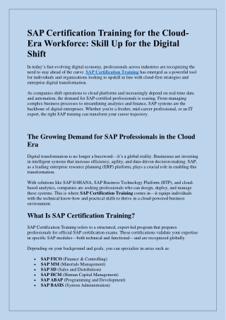 Unlock Your Career Potential with the Right SAP Training Institute