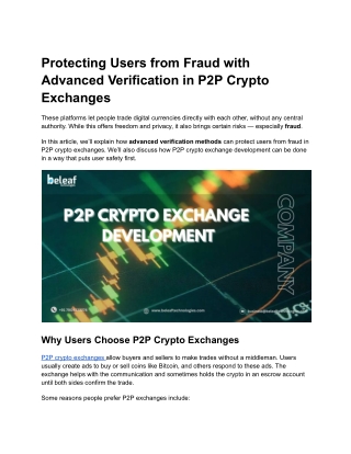 Protecting Users from Fraud with Advanced Verification in P2P Crypto Exchanges