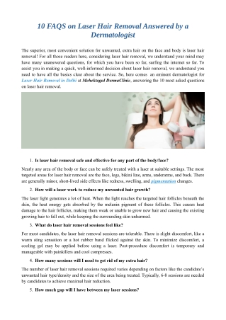 10 FAQS on Laser Hair Removal Answered by a Dermatologist