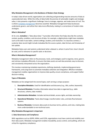 why metadata management is the backbone of modern