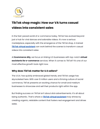 TikTok shop magic_ How our VA turns casual videos into consistent sales