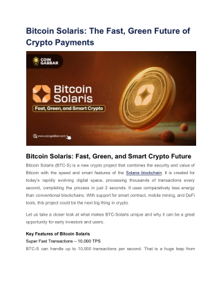 Bitcoin Solaris_ The Fast, Green Future of Crypto Payments